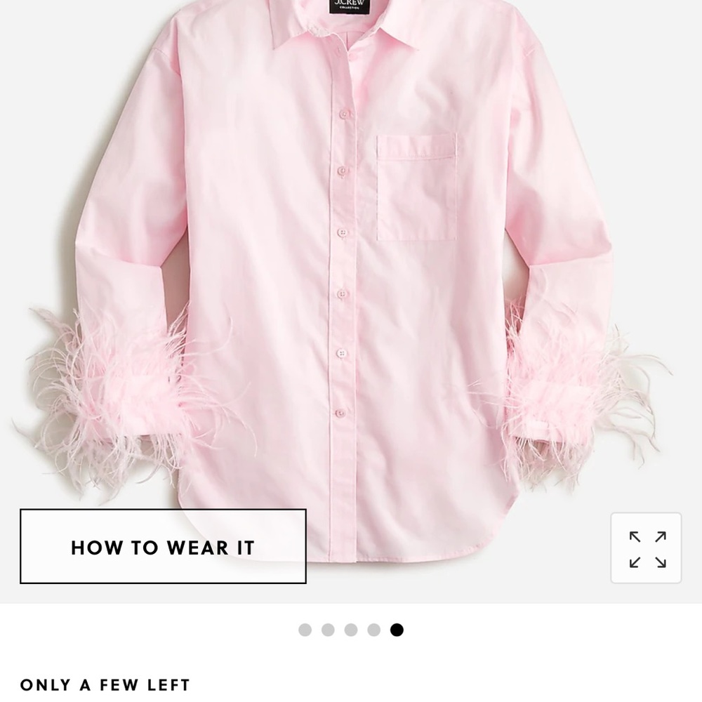NWT J.Crew Women’s Feather-trim cotton poplin button-up shirt with collar. Sz 8
